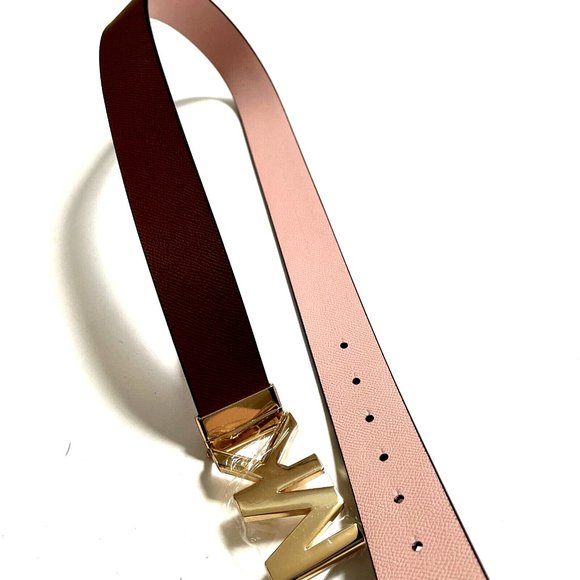 NWT Original MICHAEL KORS Signature Reversible Belt Logo Buckle Brown